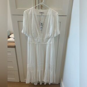 Evernew Dress- white, lace hem dress great for pictures!! NWT! Can be altered!!